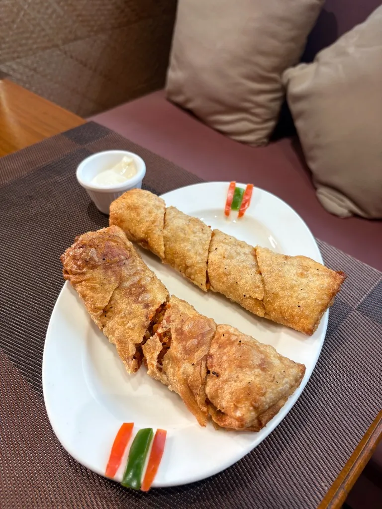 Spring Rolls — Golden, crispy rolls with dipping sauce